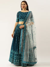 Teal Georgette Sequins Embroidered Lehenga choli For Women